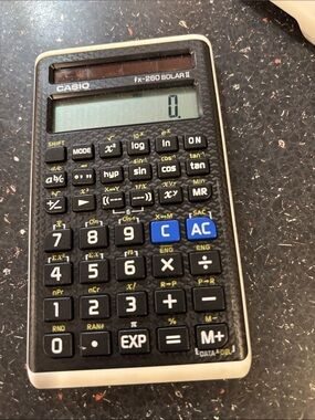 Casio fx-260 Solar II Scientific Calculator in Black with Blue AC Key w/ cover